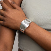 Hammered Disc Statement Cuff Bangle